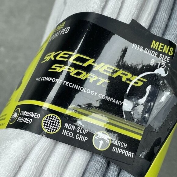 Skechers Sport Mens 8-Pair Cushioned Socks Size 8-12 Non-Slip Arch Support a0038 - Picture 3 of 5